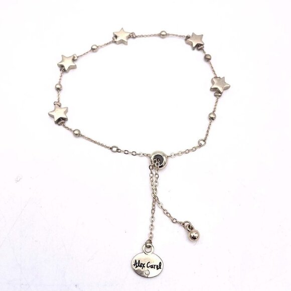 Alex Carol Stars Chain Beaded Bracelet Gold Tone Adjustable Signed - Picture 1 of 3